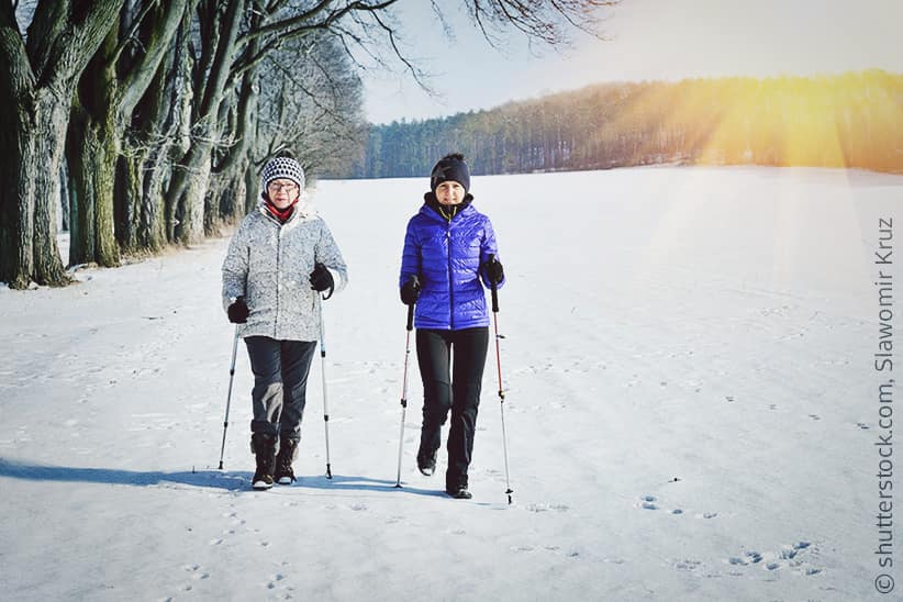 Nordic Walking Winter Frauen Schnee Sport Bewegung